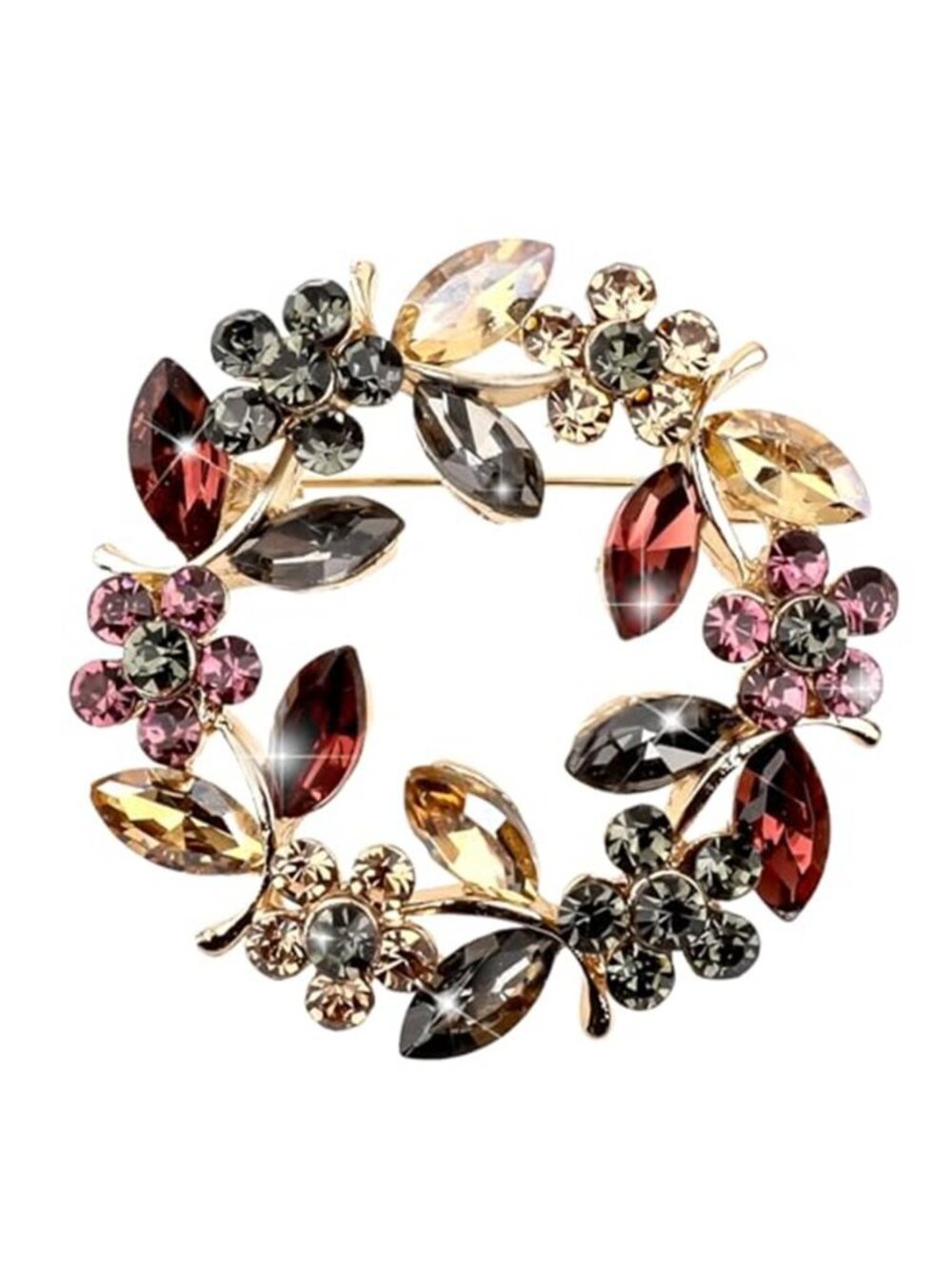 Vintage Rose Floral Crystal Pearl Flower Brooch Pins - Rhinestone Brooches